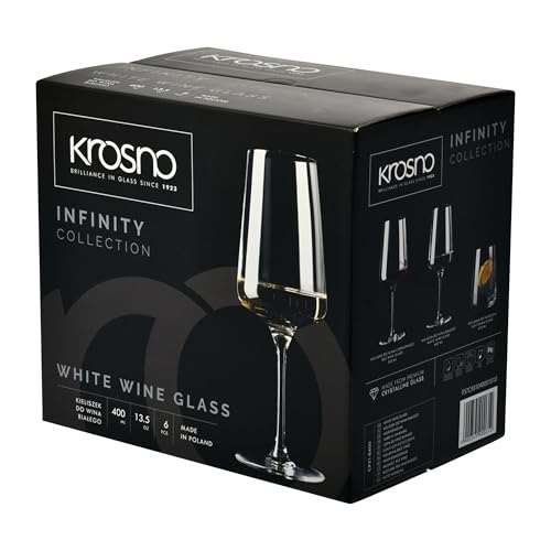 Krosno White and Sparkling Large Wine Glasses Drinking | 6 Pieces Set | 400 ml | Infinity Collection | Elegant | Cocktail Crystal Set Wedding Gift | Lead-Free Glass | Homes, Restaurants & Kitchen - Image 5