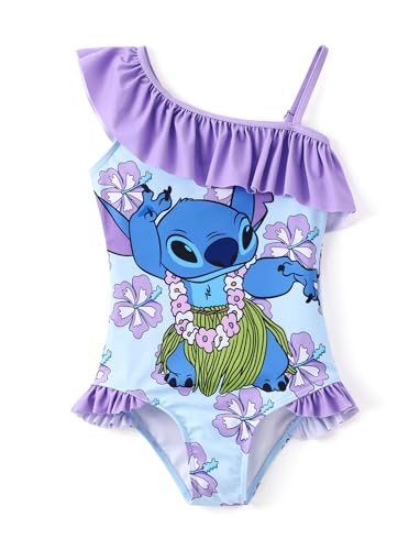 Image of Disney Stitch Frozen Marvel Minnie Mouse Girls Swimsuits Ruffle One Piece Bathing Suits UPF 50 Swimwear Quick Dry Size 2-13Y