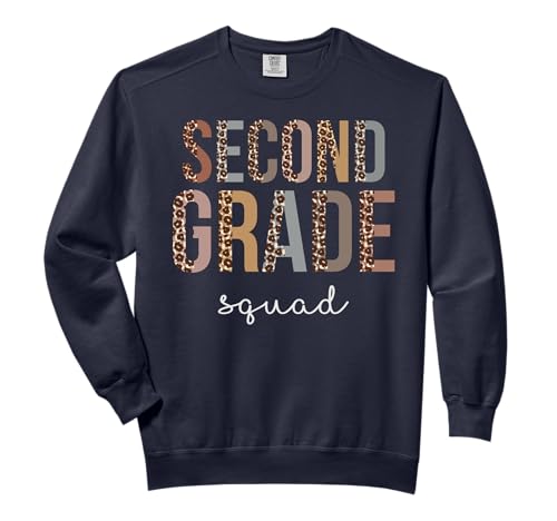 Second Grade Squad Hello Back To School Appreciation Leopard Comfort Colors Adult Sweatshirt