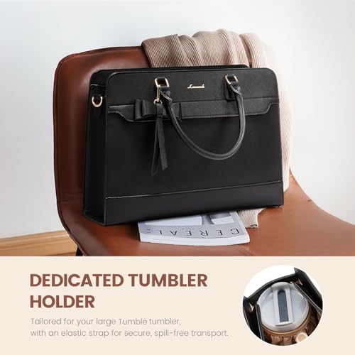 Image of LOVEVOOK Laptop Tote Bag for Women,Leather Work Bag, Waterproof Business Teacher Bag,Large Computer Handbag Purse Briefcase,Office Gifts for Women