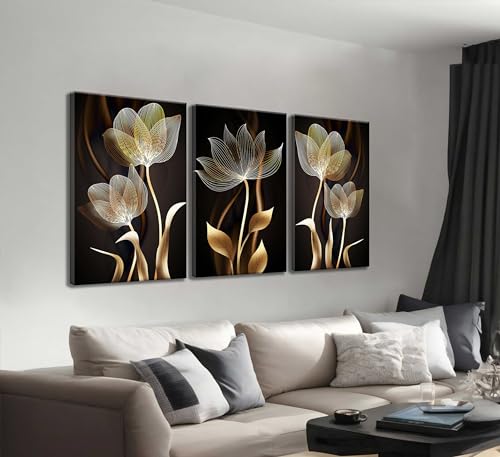 3 Pieces Modern Abstract Brown Flowers Canvas Wall Art Minimalism Black and Gold Floral Painting Pictures Luxury Wall Decor Posters Print Artwork for living room Office Bedroom Home Decoration 3 Pieces Modern Abstract Brown Flowers Canvas Wall Art Minimalism Black and Gold Floral Painting Pictures Luxury Wall Decor Posters Print Artwork for living room Office Bedroom Home Decoration