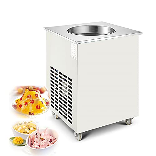 WIDIMS Máquina de Rollo de Helado de Yogur Frito eléctrico Máquina de Helado Frito Postre de Frutas congeladas Máquina Comercial de Rollos de Helado Descongelación automática con Ruedas en Movimiento Cover
