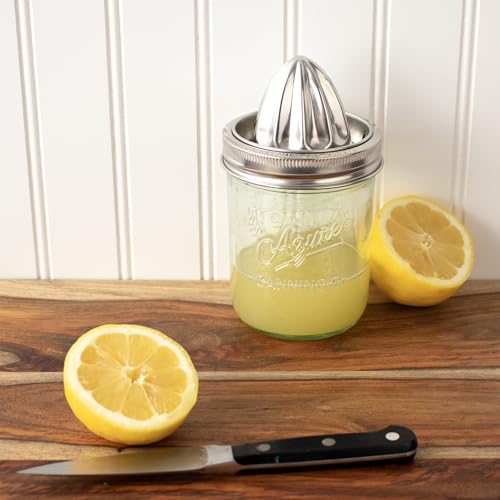 Stainless Steel Juicer Lid for Mason Jars | Metal Citrus Lemon Juice Squeezer Manual Juicer - Wide Mouth