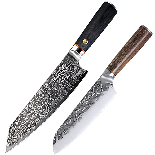 Receive Both-8" Damascus Chef Knife And 7" Santoku Knife #TOP6