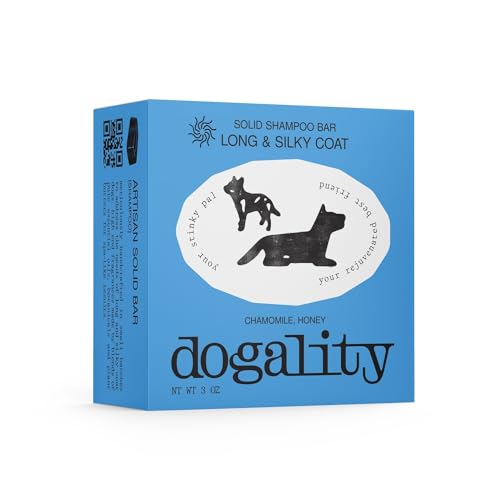 Dogality - Solid Dog Shampoo Bar - Long & Silky Coat - Chamomile Bud, Honey - Minimal Ingredients, All Natural, Sustainable, SLS & Paraben Free, Certified Cruelty Free. Plastic Free., Dark Blue