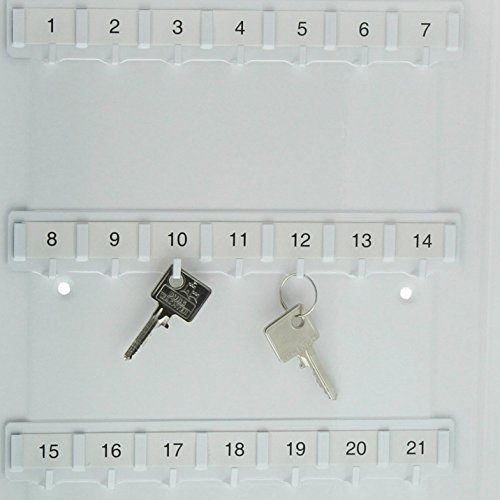 Burg-Wächter Schlüsselbox abschließbar mit Schlüssel, 35 Haken, Stahlblech, KB 35 W, Weiß