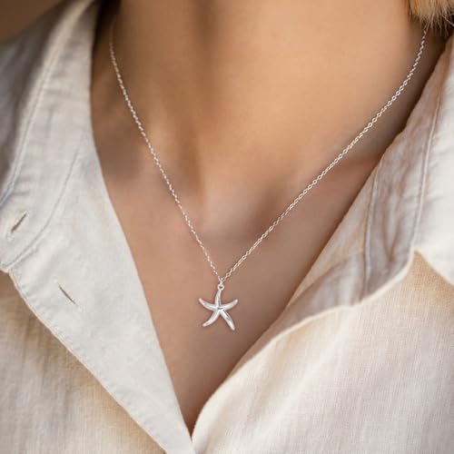 Silver Necklace - 14K White Gold Plated Dainty Cowboy Boot Flower Starfish Hummingbird Star of David Lotus Italian Horn Pendant Necklace for Wmen3
