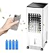 Zdalnie sterowany wentylator chłodzący, 8 l, wielofunkcyjny klimatyzator powietrza z 3 prędkościami wentylatora, objętość powietrza, obracanie, timer, chłodzenie panel dotykowy LED z 4 kryształkami lodu + uniwersalne koła
