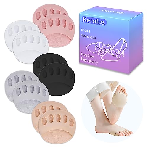 Image of Honeycomb Fabric Forefoot Pads Breathable Soft Ball of Foot Cushion Pads, Invisible Women's Half Liner Socks Mat for Flats High Heels (5Pairs(Black-Beige-Gray-White-Pink))