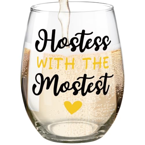 Hostess Gifts Wine Glass, Funny Stemless 15 OZ