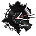 Produktbild GRAVURZEILE Schallplattenuhr - Skyline Berlin 2018 - Wanduhr aus gegossenem Vinyl mit Stadt Skyline - 30 cm - Upcycling Designer Uhr - Moderne Wanduhr im Retro Vintage Style - Made in Germany