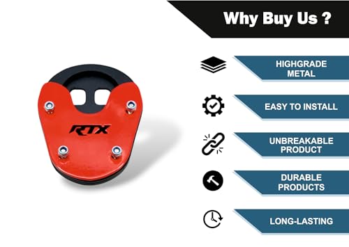 Image of Apache RTX 300 Heavy Metal Side Stand Extender Red Metal Plate Includes Mounting Bolts and Washers Stand Pad Holder Parking Support & Stability Compatible for TVS Apache RTX 300