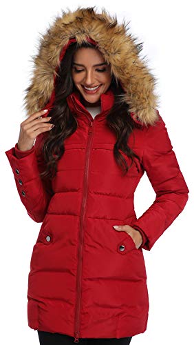 Epsion Women's Hooded Thickened Long Down Jacket Winter Down Parka Puffer Jacket #TOP3