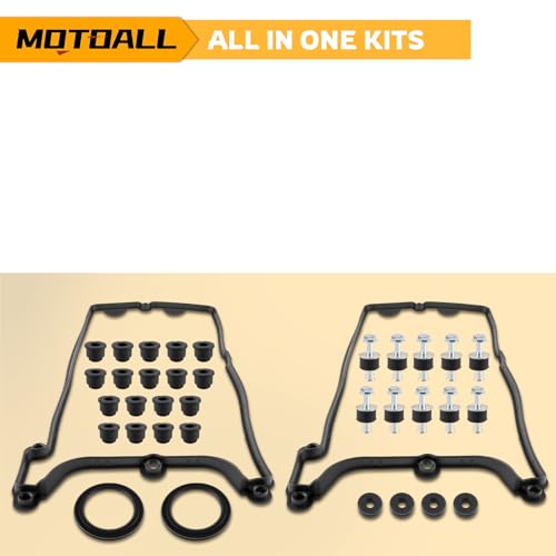 Image of MOTOALL 11127513194 Valve Cover Gasket Set w /Grommets Seals Left & Right 11127513195 Fit for BMW 745Li 750i 645Ci 550i 650i 750Li 545i 650i X5 Alpina B7 2002-2010 4.4L 4.8L