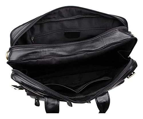 Leather 17inch Laptop Backpack Briefcase Big Capacity Shoulder Bag Tote Satchel Messenger Bag4