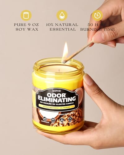 Image of AOOVOO Coconut Pineapple Odor Eliminating Highly Fragranced Candle - Eliminates 95% of Pet, Smoke, Food, and Other Smells Quickly, Air Freshing Soy Candle, 9 oz Up to 50 Hours Burn time
