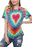 Tie Dye Shirt Women Rainbow Tie Dye Shirts Heart T Shirt Pride Shirt LGBTQ T Shirts Funny Graphic Sh