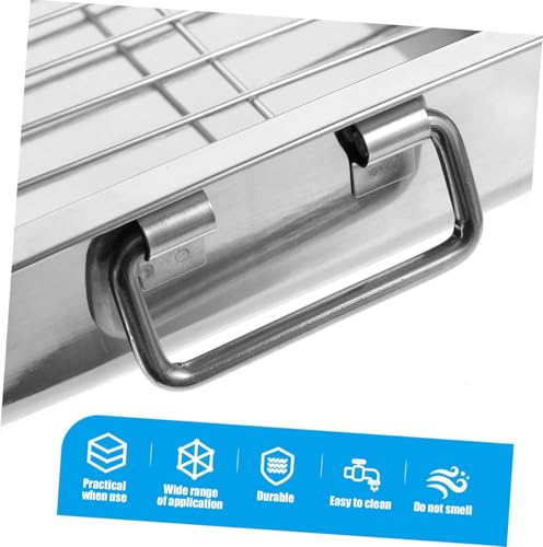 رف صينية فرن من الفولاذ المقاوم للصدأ، رف تبريد للخبز، صينية مستطيلة متعددة الأغراض لتحميص الشواء وعرض الحلويات في المنزل او المطبخ، مجموعة واحدة