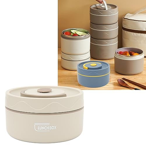 Zerone 304 Stainless Steel Thermal Cooking Pot, Good Sealing, Lightweight And Portable for Work, School, Outings (Insulated, Creamy White)