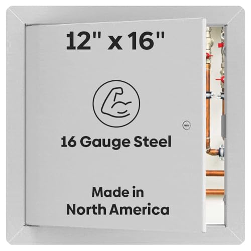 Best 12" x 16" Drywall Access Panel for Wall & Ceiling - Universal Flush Steel Access Door with Exposed Flange, 16-Gauge Steel, White Powder Coat, LEED Ready for Plumbing, HVAC & Electrical, BA-UAP