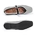 Maqixz Knit Flats for Women Square Toe Casual Ballet Flat Shoes with Ankle Strap Washable Comfortable Formal Mary Jane Flat Shoes Black Striped-6.5