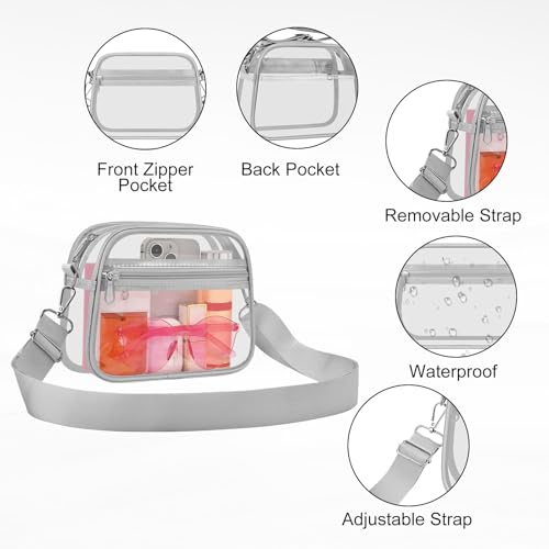 Image of USPECLARE Clear Bag for Stadium Events Clear Sports Fan Handbags Purses | Unisex 0.4 mm Thickened Waterproof PVC,Approved for Concerts,Game Days,Outdoor Events