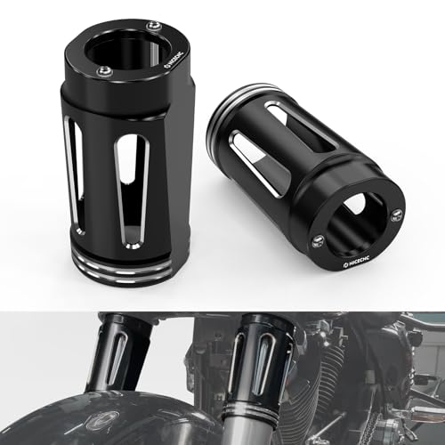 NICECNC Aluminium Fork Slider Covers Assembly Black Compatible with Harley Electra Glide Standard FLHT 2019-2022, Ultra Limited FLHTK 2014-2024, Replacement for 45600003, See Fitment