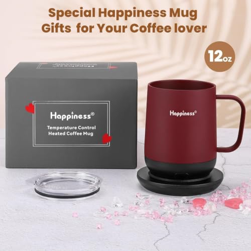 Image of Happiness Self-Heating Coffee Mug,12oz Temperature Control Smart Cup