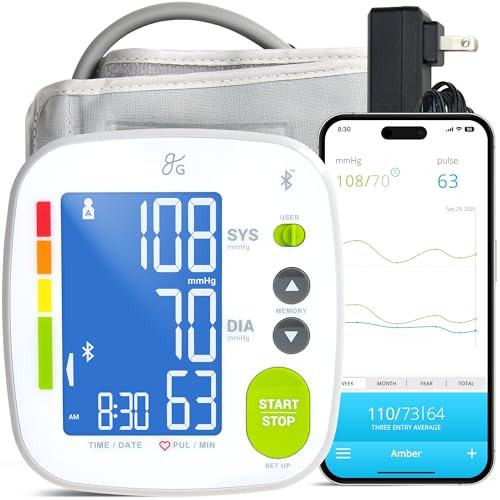 Greater Goods Bluetooth Smart Blood Pressure Monitor for Home Use – Automatic Digital Upper Arm BP...