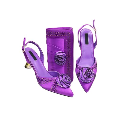 Women Shoes and Bag Set African Fashion Italian Shoes and Bag Sets Party Handbags Match Bags Purple
