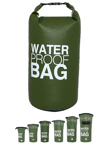 DonDon Dry Bag Borsa Impermeabile da 2l, 5l, 10l, 15l, 20l, 30l con Tracolla - Olivia 5 Litri