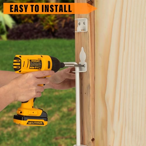 DJSUNPACKING 18" Heavy Duty Cane Bolt Gate Drop Rod-Steel Gate Ground Latch Designed for Wood Metal Vinyl Gates or Double Doors Fence Applications-2 Pack（White） - Thumbnail 4