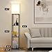 Gupuzm Floor Lamp with Shelves, Modern Square Standing Lamp with 3 Color Temperature Bulb, Corner Display Bookshelf Lamp for Living Room, Bedroom and Office (Black)
