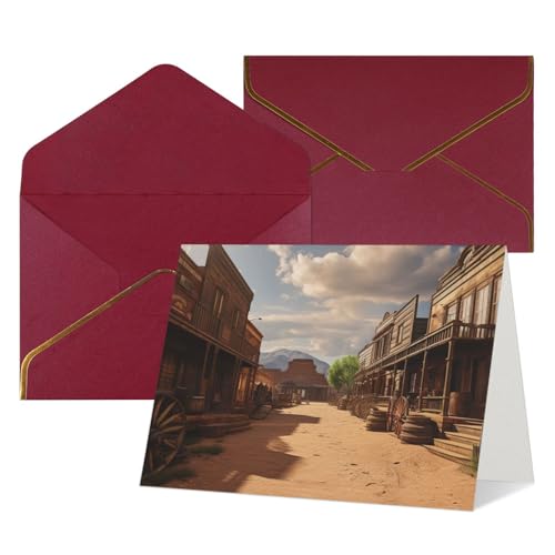 Cartes de vœux d'encouragement et d'amitié au design nostalgique de la ville des cow-boys