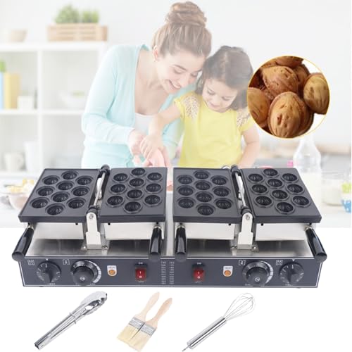 Electric Walnut Cake Maker - 1500W Toaster Baking Breakfast Pan Oven - 20pcs Electric Mini Nut Waffle Bread Baking Machine - Dual-plate design, Non-stick Coating - for Cooking Breakfast Parties