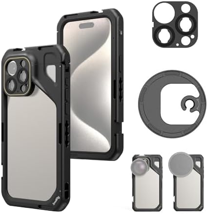 SMALLRIG for iPhone 15 Pro Max Phone Cage Rig, Upgraded Quick Release Design Mobile Phone Video Rig for Videography/Video Recording/YouTube/Live Streaming/Vlog - 4391 Black