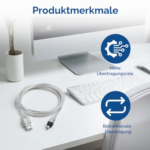 Funver USB-Adapterkabel, Firewire, Kabel IEEE 1394 auf USB, kann für die Übertragung von Audio- und Videodaten verwendet werden, kann mit den meisten DV-Kameras verwendet werden