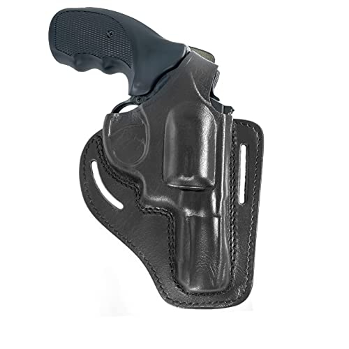 Koltster Leather Holster For S&W K-Frame 3" Barrel, 2 Slot Pancake Black Leather Holster Thumb Break Rh (Alis351) #TOP24