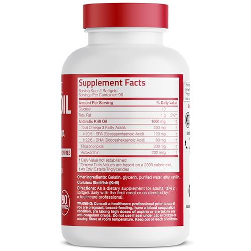 image for Bronson Antarctic Krill Oil 1000 mg with Omega-3s EPA, DHA, Astaxanthi