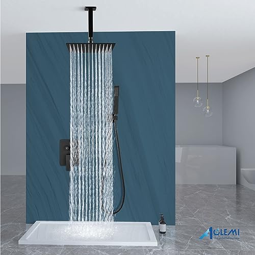 Aolemi Ceiling Shower System 12 Inch Rain Head with Handheld Matte Black by Aolemi - Used condition - Image 7