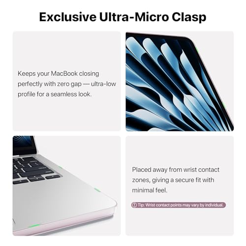 Image of Soonjet Compatible with MacBook Air 13 inch Case M5 M4 M3 M2 2026 2025-2022, Release Model A3449 A3240 A3113 A2681, [Barely-There Pink] Hard Shell Laptop Cover for MacBook Air 13.6 inch - Pink Clear