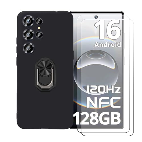 GUYAHANYER �ɓK��Oukitel C66 (6.73") �g�уP�[�X�{2�p�b�N�X�N���[���ی�J�o�[�����K���X�A�\�t�g�Q��TPU�V���R���ی�J�o�[�A�u���b�N�z���_�[360�����O�z���_�[�t�����F�g�уP�[�X