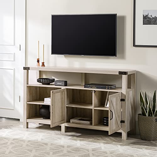 image for Walker Edison Georgetown Modern Farmhouse Double Barn Door Highboy Sto