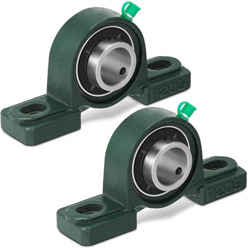 Image of Gisafai 2 Pcs UCP205-16 Pillow Block Bearing with 1 inch Bore Flange Mounted Pillow Block Ball Bearing Self Alignment Cast Iron Housing Steel Unit for Industry, Green