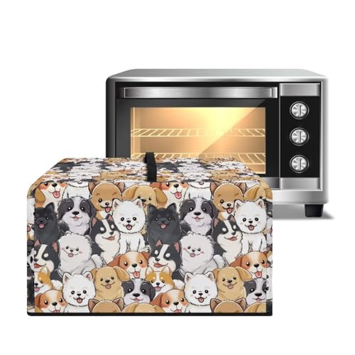 Image of Convection Oven Dust Cover with Handle Washable Microwave Oven Cover Dust Protection Kitchen Appliance Protector, L, 20.9 x 15.7 x 12.4 Inches, Cute Dog Puppy Pattern