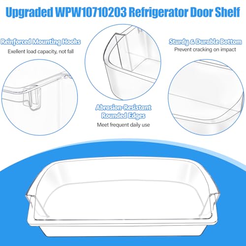 Image of [2 PACK]UPGRADED WRS588FIHZ00 WRS571CIDM02 WRS571CIHZ01 WRS571CIHV04 WRS588FIHV00 Refrigerator Door Bin Compatible With WPW10710203 Whirlpool Refrigerator Door Shelf W10710203 Kenmore Fridge Shelves