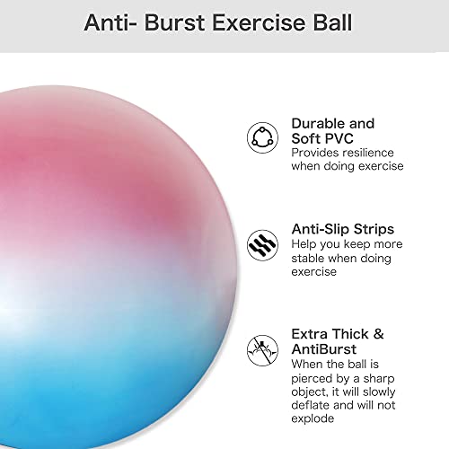 Image of 65cm Exercise Ball with Pump, Anti-Burst Non-Slip Stability Ball for Yoga Pilates Balance Workout Pregnancy and Physical Therapy Home Office Use