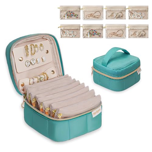 KarSyon Travel Jewelry Case Organizer Boxes with 8 Velvet Zipper Pouches