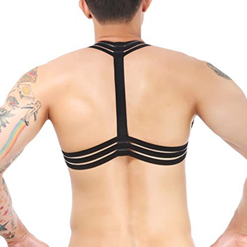 Image of Mens Harness Belt Nylon Elastic Body Shoulder Strap Sexy Halter Club Wear Cosplay Costume