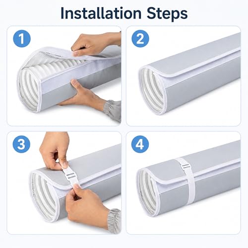 Image of Tlswshsy Oxford Cloth Air Conditioner Hose Cover, Insulated AC Hose Sleeve with 4 Adjustable Buckles, Portable Air Conditioner Exhaust Wrap for 5''-5.9 inch Diameter Exhaust Duct Vent (Light Gray)